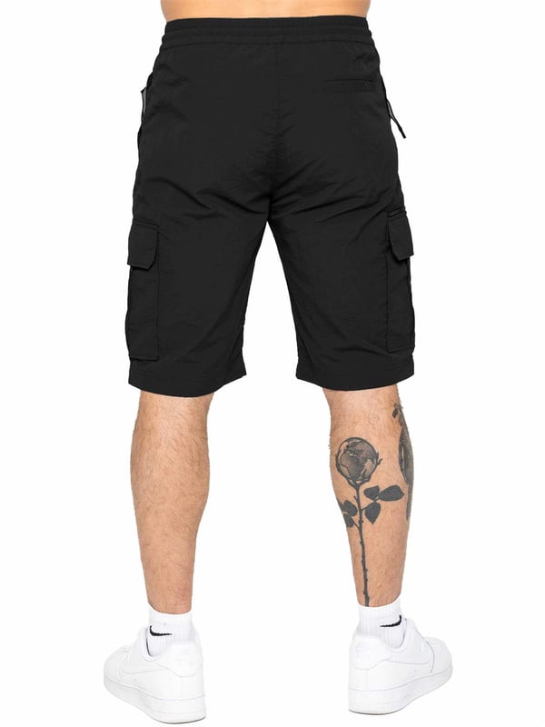 Engineered for comfort and versatility, these poly cargo shorts will elevate your casual wardrobe. Made from a durable woven crinkle fabric, they boast a relaxed elasticated waist and drawstring fastening for a perfect fit. Stay organized with zip-fastened side and leg pockets, adding a touch of utility to your summer ensemble. Pair with a classic t-shirt and trainers for effortless style.