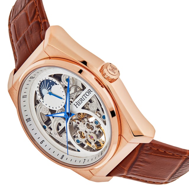 316L Surgical-Quality Stainless Steel Case; Jeweled Chinese Automatic Movement; Jewel Bearings: 22 Jewels; 36-Hour Power Reserve; Beats per Hour (BPH): 21600/Hour; Sapphire-Coated Mineral Crystal; Observation Caseback to view Movement; Skeletonized Dial; Genuine Leather Strap; Logo-Engraved Stainless Steel Clasp; Luminous Hands; 24-Hour Sub-Dial; 43mm Case Diameter; 5 ATM Water Resistance