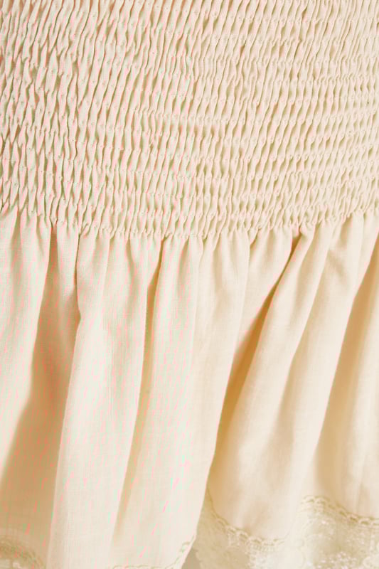- Crochet trim - High waisted - Skater style - Tiered design - Model height: 5' 7" - Model wears uk 8 / us 4 / eur 36 - Always check the care wash label - Cool hand wash with mild detergent