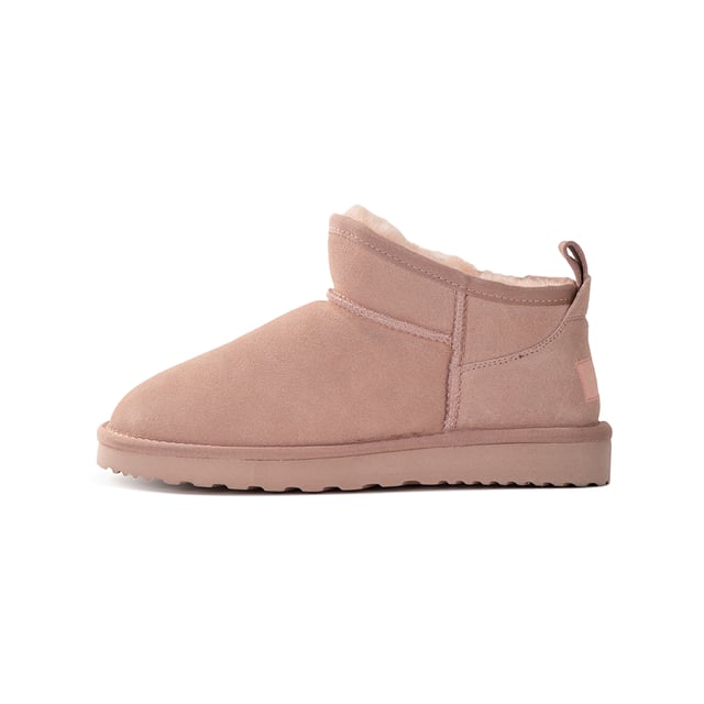 Fashionable mini boot to stay up to date with the latest trends.
 Soft premium genuine Australian Sheepskin wool lining.
 Full leather Suede upper - Water Resistance.
 Unique fully moulded insole with support - all sheepskin lined footbed - extremely comfortable.
 Sustainably sourced and eco-friendly processed.
 Rubber High-density EVA blend outsole - making it lighter, softer and more durable.
 Double stitching and reinforced heel.
 Sheepskin breathes allowing feet to stay warm in winter and cool in summer.
