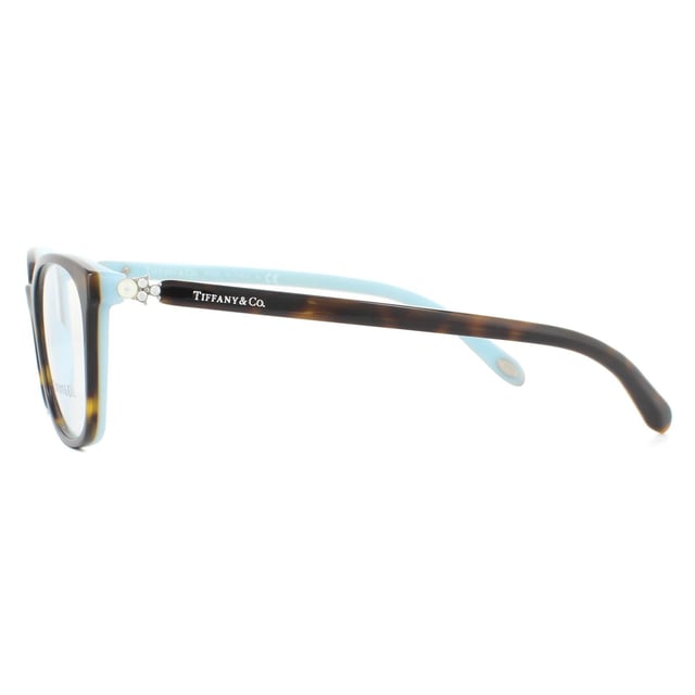 Tiffany Glasses Frames TF2109HB 8134 Havana on Tiffany Blue Women  are a stunning square design for women crafted from lightweight acetate with slender temples that are embellished with sparkling crystal details and the Tiffany & Co logo.