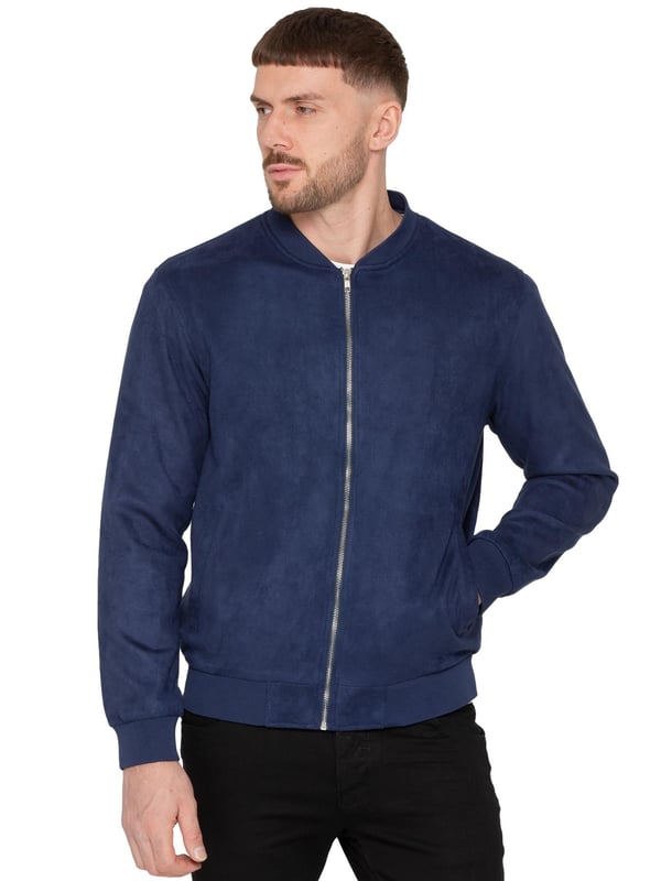 Introducing the Men's Suede Bomber Jacket, a versatile and fashionable wardrobe staple, perfect for layering. Made from soft suede, this jacket offers a luxurious texture and feel. It features a timeless bomber style with a zip-up front, ribbed cuffs, and hem for a comfortable, fitted look. Ideal for both casual and smart-casual settings, the premium suede enhances any ensemble with a touch of sophistication. The jacket also includes two convenient side pockets and an interior pocket for added functionality.