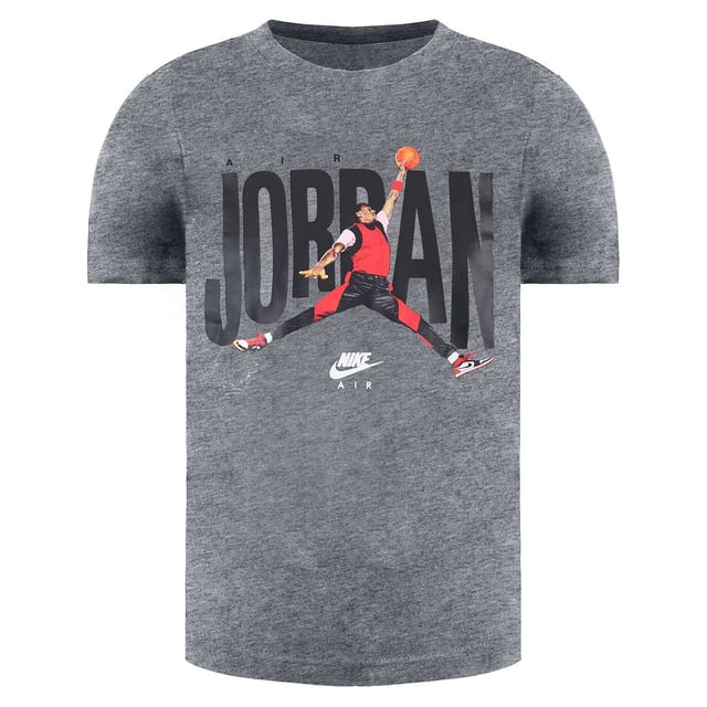 Nike Air Jordan Graphic Logo Short Sleeve Crew Neck Grey Kids T-Shirt CZ3713 091