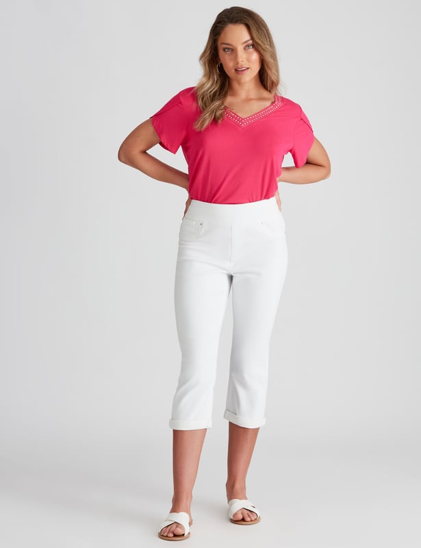 Rockmans white jeans clearance