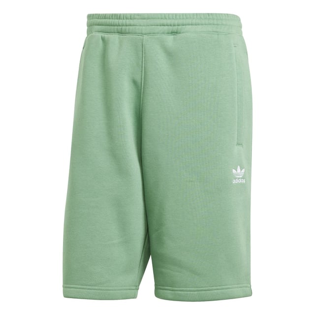 Mens adidas Originals Trefoil Essentials Shorts in preloved green.Going beyond basic  these adidas shorts are built for everyday comfort. The cotton-fleece blend is easy to wear  and zippered pockets stash the essentials so you can keep living life on the go. The versatile design is ready to pair with anything from a tee to a sweatshirt. However you wear them  these shorts will become the pair you reach for time and again.- Simple shorts destined to become a favourite top-drawer choice.- Regular fit- Drawcord on elastic waist- 70% cotton  30% polyester (recycled)- Side zip pockets- Ref: IU2355
