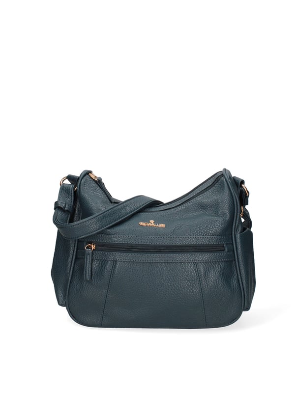 Crossbodytas voor dames met ritssluiting. één met ritssluiting en twee open binnenzakken. één voorkant met ritssluiting, één achterkant met ritssluiting en twee open zijvakken met externe vakken. verstelbaar in eco-lederen schouderband. ontbrekend handvat. twee binnenvakken. extern materiaal. gevoerd met polyester binnenkant. Afmetingen: 28x24x11 cm. Modeproduct