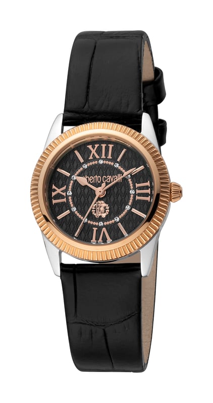 RC5L035L0035 Roberto Cavalli 4894626189616 Womens Quartz Stainless Steel Black Leather 5 ATM 28 mm Watch