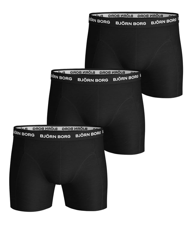 Björn Borg - Men’s 3 Pack Cotton Stretch BoxersGet three times the comfort with this 3-pack of Björn Borg Men's Classic Cotton Boxers. If you're looking to add a touch of luxury to your daily routine, look no further. Made from soft cotton fibres, these boxers are the perfect everyday essential.The cotton blend is a sustainably sourced material and engineered to be as comfortable as it is durable, so they will last a long time without fading or sagging. The soft elastic waistband gives you a secure fit and the mid-rise design means they're perfect for everyday wear.They have a comfortable stretch fit at 170 gsm are great value for money, so you can feel good about investing in yourself. The stretch fabric is designed to provide a snug fit that helps prevent any chafing or irritation.These boxers are perfect for all walks of life, making them an ideal choice for topping up that underwear drawer. They come in 4 different colour/style options which are: All Black, Coloured Waistband, Camo & Navy Floral.These boxers are made from: 95% Cotton, 5% Elastane and come in 4 sizes: Small, Medium, Large & X-Large. They come in 3 pairs per pack and they are Machine Washable.Extra Product DetailsBjörn Borg Men’s BoxersSoft Cotton Fibres3 Pairs Per PackComfort Stretch FItSustainably Sourced MaterialsMedium Leg LengthMid Waist RiseSoft Elasticated WaistbandAn Everyday Essential4 Colour Options95% Cotton, 5% ElastaneAvailable in: S, M, L & XLMachine Washable