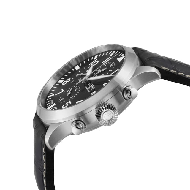 Reloj automático suizo Gevril 47100 Vaughn para hombres
Reloj cronógrafo automático suizo para hombres Gevril de la colección Vaughn
Estuche redondo de acero inoxidable 316L de 44 mm, esfera negra cronógrafo con 3 subesferas: contador de 1/8 segundos, contador de 30 minutos, contador de 12 horas
Fondo de caja con 4 tornillos, corona de empuje/tirón, bisel pulido, estuche satinado
Edición Limitada 001/500
Correa genuina negra italiana hecha a mano con hebilla de tang
Cristal de zafiro antirreflectante
Resistente al agua hasta 50 metros/5ATM
Movimiento cronógrafo automático suizo ETA7750