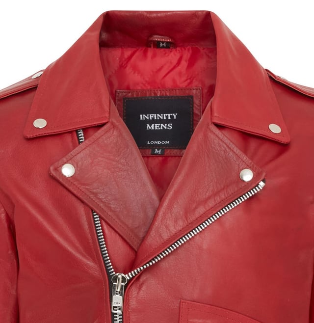 This iconic Brando-style leather jacket combines timeless design with modern functionality. Crafted from premium cowhide, it features an asymmetric YKK zip front and wide studded lapels for a classic biker look. Designed for both style and comfort, the jacket offers multiple adjustable features and practical storage options, making it a versatile addition to any wardrobe.

Premium cowhide leather in a classic Brando design
Asymmetric YKK zip closure for a stylish edge
Adjustable waist belt for a tailored fit
Zipped gauntlet cuffs for a customizable feel
Wide notch lapels with stud detailing
Multiple exterior zip and stud-fastened pockets
Integrated lining pockets for added convenience
Available in a variety of colors to suit all tastes