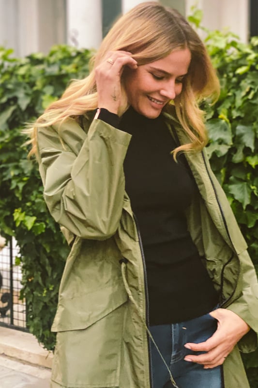 REASONS TO BUY: 

For those unpredictable weather days
Classic parka style, statement hi-shine finish
Hood &amp; storm flap to take on the rain
Drawstring waist to create shape
Contrast zip and patch pockets – it’s all about the details
The finishing touch for jeans, a jumper and boots