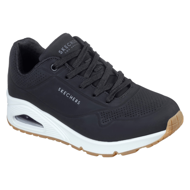 Classic air cushioned style meets updated comfort in the Stand on Air shoe. Smooth leather-textured synthetic upper in a lace up classic fashion sneaker with stitching and perforation accents.