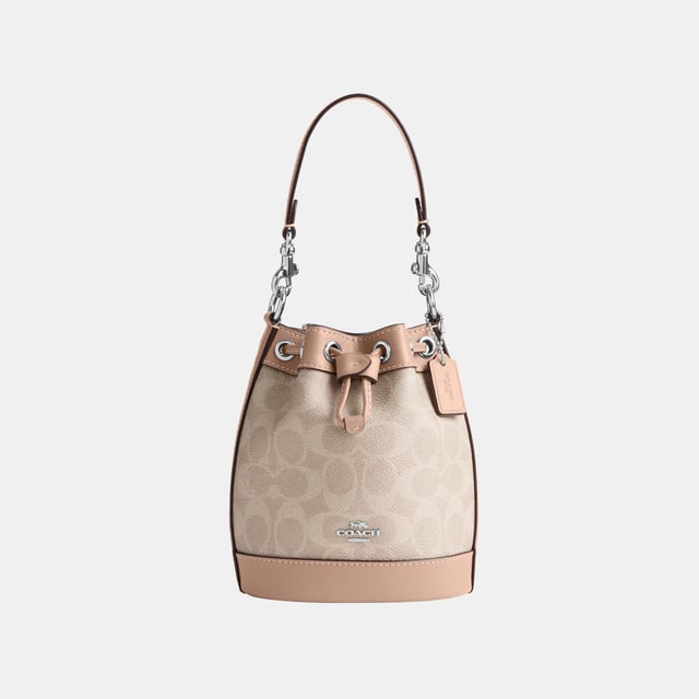 Mini Bucket Bag in Signature Canvas,  Length: 14.00 cm,  Width: 16.50 cm,  Height: 9.00 cm