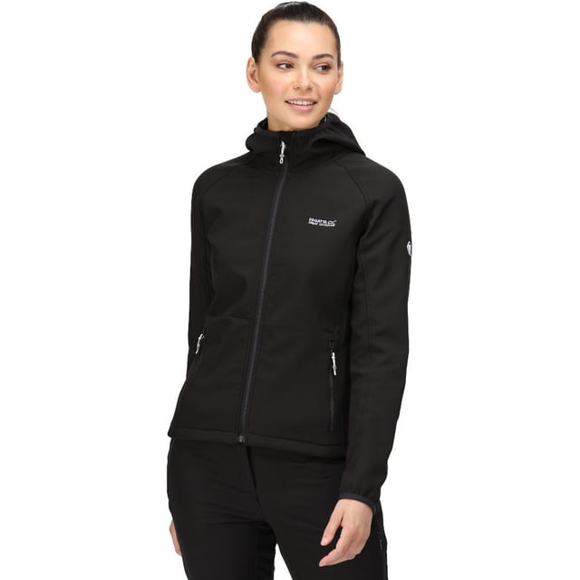Warm backed woven stretch Softshell fabric - 96% Polyester / 4% Elastane. Durable water repellent finish. Wind resistant. Grown on hood. 2 zipped lower pockets. Stretch binding to hood and cuffs. Adjustable shockcord. Adjustable shockcord hem.