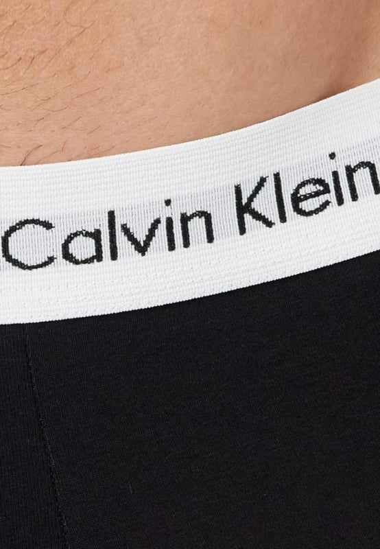 Calvin Klein Mens 3 Pack Boxer Briefs - Mid Rise - Black / White Band