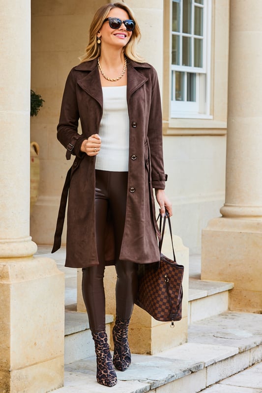 Warehouse suedette new arrivals trench coat