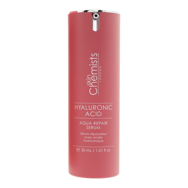 Skin Chemists Hyaluronic Acid Aqua Repair Serum is a breakthrough skincare formulation designed to deliver intense hydration and promote a plump, youthful complexion. Infused with high-quality Hyaluronic Acid, a renowned hydrating agent known for its ability to retain moisture, this serum provides a surge of hydration, leaving the skin feeling dewy, smooth, and rejuvenated. The lightweight, non-greasy texture of this serum allows for quick absorption, making it suitable for all skin types. It penetrates deeply into the skin, replenishing moisture levels and creating a protective barrier against environmental stressors. This aids in improving the skin's elasticity and suppleness, resulting in a more resilient and youthful appearance. With regular use, the Hyaluronic Acid Aqua Repair Serum helps to diminish the appearance of fine lines and wrinkles, promoting a plump and revitalised complexion. It revitalises tired, dull skin, creating a luminous and radiant glow. Additionally, this serum works synergistically with other skincare products, enhancing their effectiveness and ensuring optimal hydration levels. Formulated with a blend of natural botanical extracts and potent active ingredients, this serum supports the skin's natural regeneration process, aiding in the reduction of signs of aging. It provides a refreshing and invigorating sensation upon application, making it a luxurious addition to both morning and evening skincare routines.