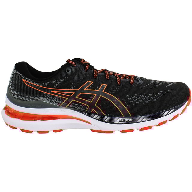 Ervaar de top van hardloopprestaties met de Asics Gel-Kayano 28 Heren Zwarte Hardloopschoenen, een hoogwaardig schoeisel dat is ontworpen voor comfort, stabiliteit en ondersteuning tijdens je runs.

Belangrijkste kenmerken:

 Gel Cushioning Technology:  De Gel-Kayano serie staat bekend om zijn innovatieve Gel-dempingstechnologie, strategisch geplaatst in de tussenzool om schokken te absorberen en het comfort tijdens elke stap te verbeteren.

 Dynamic DuoMax Support System:  Verwacht de toevoeging van het Dynamic DuoMax ondersteuningssysteem, dat extra stabiliteit en ondersteuning biedt voor overpronatie, waardoor het een uitstekende keuze is voor hardlopers met dat looppatroon.

 FlyteFoam Technology:  Let op het gebruik van Asics' FlyteFoam-technologie in de tussenzool, die lichte en responsieve demping biedt die bijdraagt aan een soepele en efficiënte rit.

 Impact Guidance System (IGS):  Het IGS verbetert de natuurlijke gang van de voet van haklanding tot afzet, waardoor een efficiëntere en comfortabelere hardloopervaring wordt bevorderd.

 Adaptive Mesh Upper:  Het bovenwerk is waarschijnlijk gemaakt van adaptieve en ademende mesh-materialen, die zorgen voor een veilige pasvorm en luchtstroom om je voeten koel te houden.

 Heel Clutching System:  De Gel-Kayano serie heeft vaak een heel clutching-systeem dat de pasvorm en ondersteuning van de hiel verbetert, waardoor het risico op slippen tijdens het rennen wordt verminderd.

 Personalized Fit:  Verwacht een veilig en aanpasbaar vetersysteem, waarmee je de ideale pasvorm voor je voet kunt bereiken.