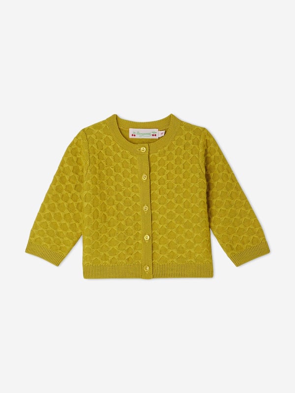 Introducing the Baby Girls Garancia Cardigan by Bonpoint, a radiant addition to your little one's wardrobe for AW2024. Each feature is designed to showcase superior style and utmost comfort: **Luxurious Fabric**: Crafted with premium materials for a soft, cosy feel. **Vibrant Yellow**: The cheerful colour brightens any outfit, ideal for chilly autumn days. **Elegant Design**: Detailed with delicate stitching and fine accents, perfect for versatile styling.Experience elegance and comfort in one piece; get the Baby Girls Garancia Cardigan today and let your child shine in sophistication!