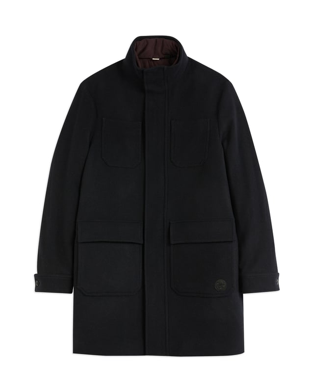 Men s Ted Baker Traks Funnel Neck Coat in Navy