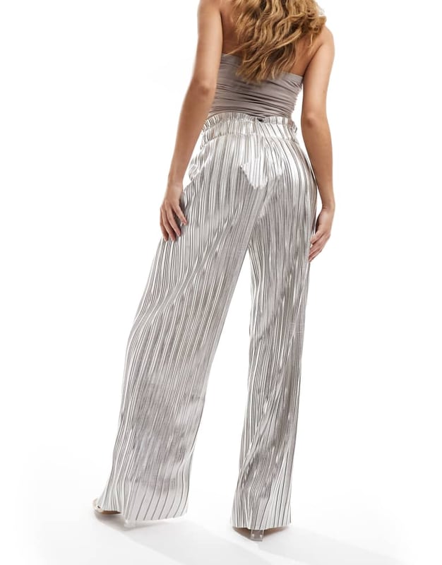 Trousers & Leggings by Y.A.S A metallic moment High rise Elasticated waistband Wide legSold By: Asos