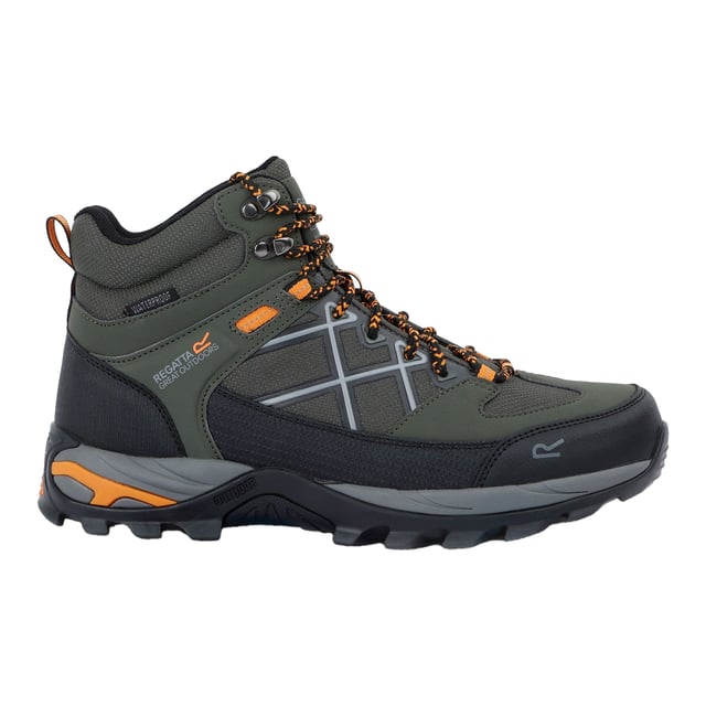 Upper: Durable, Polyester, PU (Polyurethane), Synthetic. Insole: TECFOAM. Midsole: EVA (Ethyl Vinyl Acetate), Lightweight, Shock Absorbing. Outsole: Rubber, Traction Grip. 8 Eyelets. Fabric Technology: Breathable, Hardwearing, Isotex, Water Repellent, Water Resistant, Waterproof. Abrasion Resistant, Cushioned, Flexible, Heel Bumpers, Moulded Collar, Pull Tab, Scuff Guards, Toe Cap. Flat Heel. Cut: Mid Cut. Design: Contrast Detail, Logo, Text. Toe Style: Round. Fastening: Ghillie Lacing.