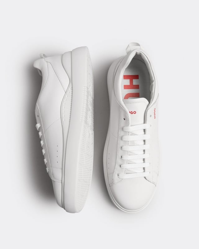 Perfect For The Classic, Modern And Stylish Man, The All-in-white Hugo Blake Trainer, With A High-quality Leather Upper, Will Get You Noticed. Featuring A White Branded Sole And Hugo Designer Logo, These Sleek Sneakers Add A Leisurely Designer Vibe To Your Outfits.