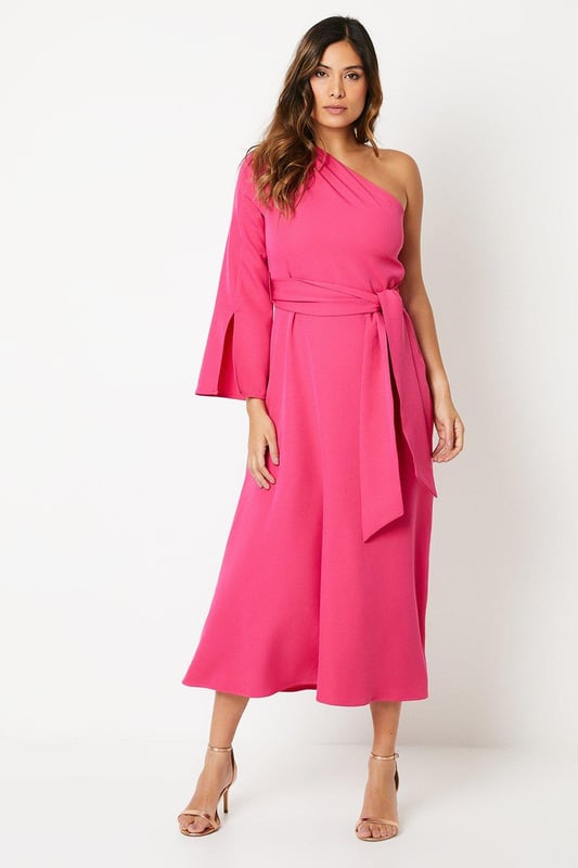 One shoulder belted dress on sale