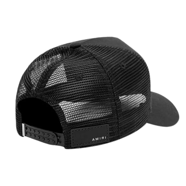 Ein Hauch von Spa� fur Ihre Sommertage, aber nichts Au�ergewohnliches fur ein Amiri-Sammlerstuck. Perfekte Kopfbedeckung fur den Sommer. Reaper Trucker Hat Amiri Cap, schwarze Mutze mit gesticktem Logo, 100 % Baumwolle, AW22MAH012-4