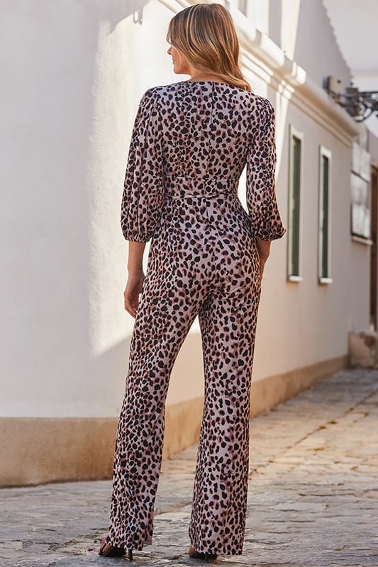 Add to basket immediatelyAnimal print is always a good ideaSuper-flattering V-neck, perfect for all bust sizesBlouson sleeves and wide legs for a standout silhouetteBelt tie cinches you inPair with platforms on your next big night outInside leg to fit: Short 29" | Regular 31" | Long 33"