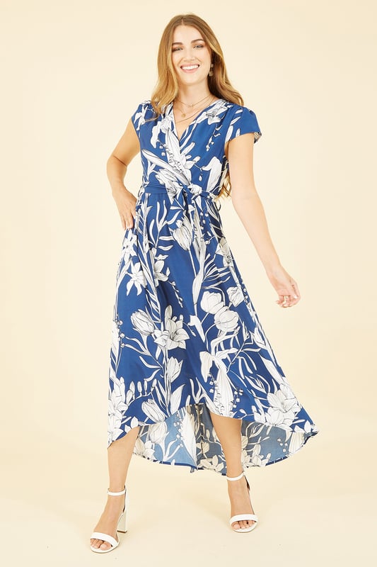 Mela navy deals wrap dress