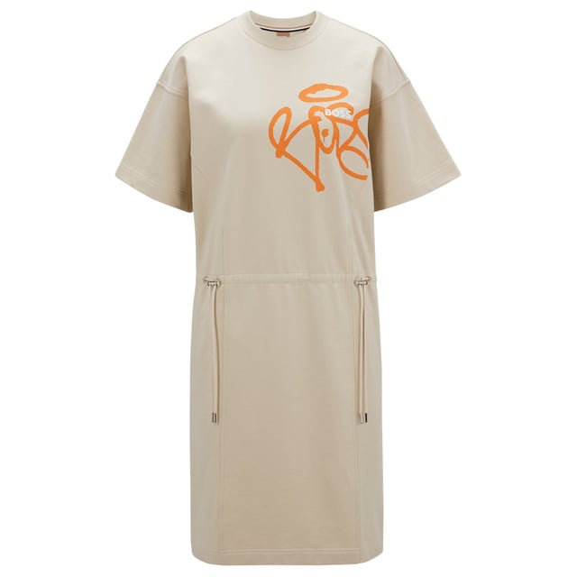 Womens Boss C_Eyona Dress in beige.- Crewneck.- Short sleeves.- Adjustable waist.- Ref: 50483344281