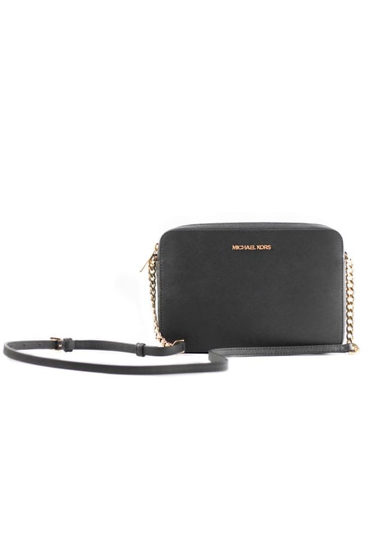 Brand New with Tags attached (100% Authentic)
  Style: Michael Kors Jet Set Large East West Crossbody Bag (Black)
  Material: Saffiano Leather
  Features: Zipper Closure 2 Interior Slip Pockets 22 Adjustable Crossbody Strap MK Name Plate on Front
  Measures: 24.13cm L x 16.51cm H x 5.71cm D