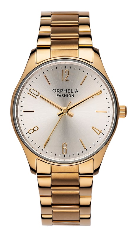 This Orphelia Fashion Oxford Analogue Watch for Women is the perfect timepiece to wear or to gift. It's Gold 30 mm Round case combined with the comfortable Gold Stainless steel watch band will ensure you enjoy this stunning timepiece without any compromise. Operated by a high quality Quartz movement and water resistant to 3 bars, your watch will keep ticking. REFIND DESIGN: Orphelia Fashion Analogue watch with a Miyota Japanese Quartz movement will provide you with a great feeling. It's an amazing gift for your relatives and friends PREMIUM QUALITY: By using high-quality materials  Glass: Mineral Glass  Case material: Stainless steel  Bracelet material: Stainless steel- Water resistant: 3 bars COMPACT SIZE: Case diameter: 30 mm  Height: 8 mm  Strap- Length: 19 cm  Width: 13 mm. Due to this practical handy size  the watch is absolutely for everyday use-Weight: 55 g