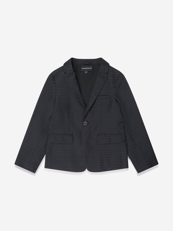 Emporio Armani Boys Branded Blazer in Navy Introducing the Emporio Armani Boys Branded Blazer in Navy for AW2024‚exquisite craftsmanship tailored for the young gentleman. This blazer is a pinnacle of style and elegance for any boy's wardrobe. **Luxurious Comfort:** Crafted with premium fabrics for unparalleled comfort durability. **Sophisticated Navy Blue:** A perfect shade that complements any occasion, ensuring your child looks sharp. **Classic Design:** Features a timeless cut with contemporary Armani styling, ideal for events or casual outings. Elevate your boy's style quotient with this prestigious blazer!