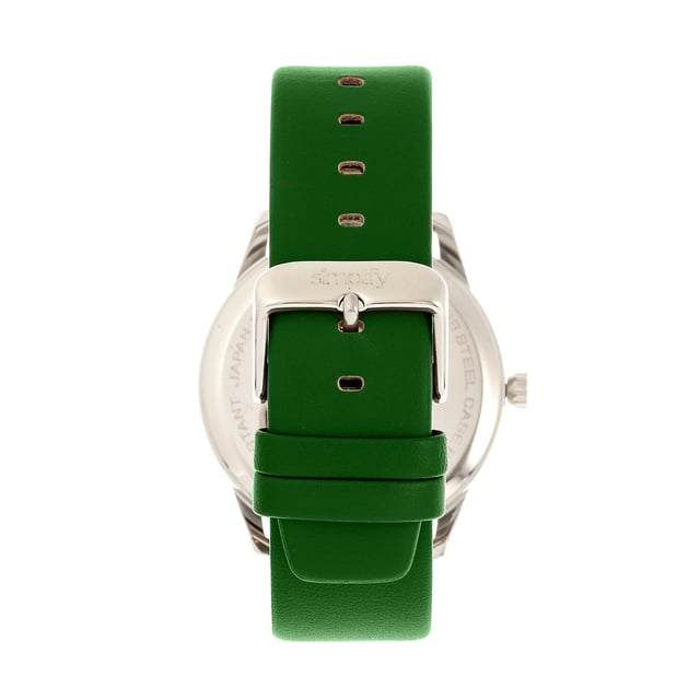 Polished Alloy Case; Precision Japanese Quartz Movement; Non-Glare Scratch-Resistant Mineral Crystal; Logo-Engraved Stainless Steel Caseback; Genuine Leather Strap; Logo-Engraved Stainless Steel Clasp; 41mm Case Diameter; 3ATM Water Resistance;