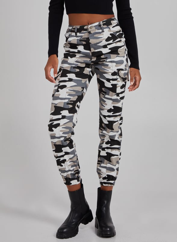 High waisted camo trousers shop