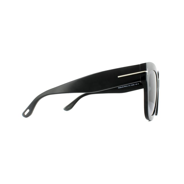 Tom Ford Sunglasses 0613 Beatrix 01C Shiny Black Smoke Grey Mirror are a large oversized softened square design with the classic T logo on the temples and Tom Ford logo plaque to the temple tips
