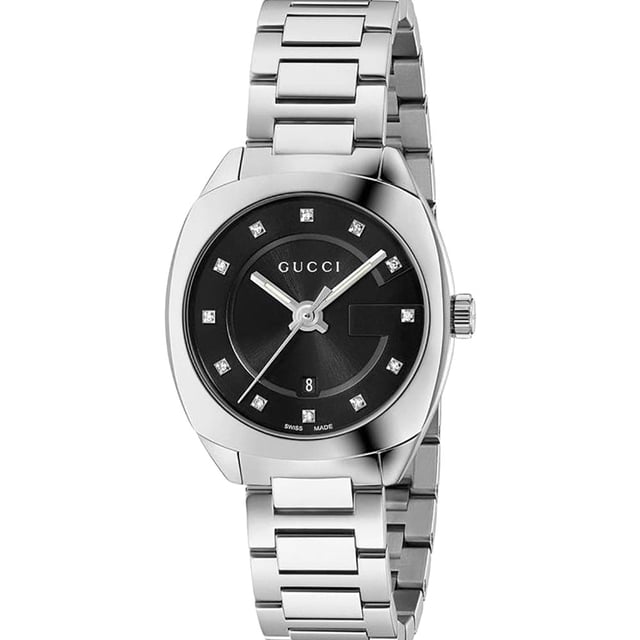 CATEGORY WatchesBRAND GUCCIWATCH MARKERS DiamondWATER RESISTANT 50 MetresGender WomenMOVEMENT QuartzCASE MATERIAL Stainless SteelDIAL COLOUR BlackSTRAP MATERIAL Stainless SteelDIAMETER 29mmBRAND COLLECTION SGG2570