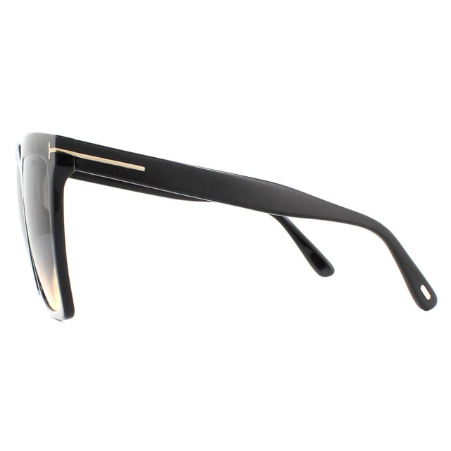 Tom Ford Sunglasses Sabrina 02 FT0764 01B Shiny Black Grey Smoke Gradient are a very bold square style with angular corners for a great strong modern look.