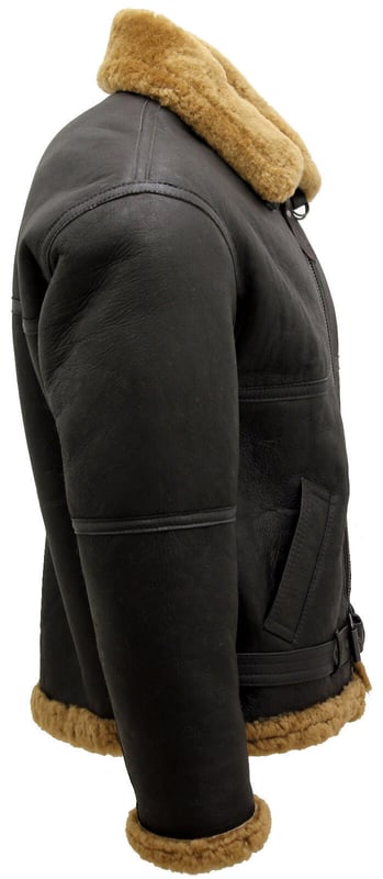 Originating in 1934, the B3 was designed to be as warm and comfortable as possible, and this jacket excels in that regard. Crafted out of the highest-grade double-faced sheepskin this is a premium jacket which features a tabbed full length YKK zip fastening that can be left open at different lengths to expose more or less of our finest thick sheep skin lining which appears in ginger for this jacket. When zipped fully the collar can be stood up and fastened with a buckle for extra protection against the wind. This jacket additionally features an eye-catching waist belt and zipped cuffs for you to achieve a fit and comfort level that suits you. Crafted from high-quality double-faced sheepskin Thick sheepskin lining is the best choice for providing warmth and comfort Features two angled pockets and adjustable waist belt Furnished with a tabbed full-length metal YKK zipper