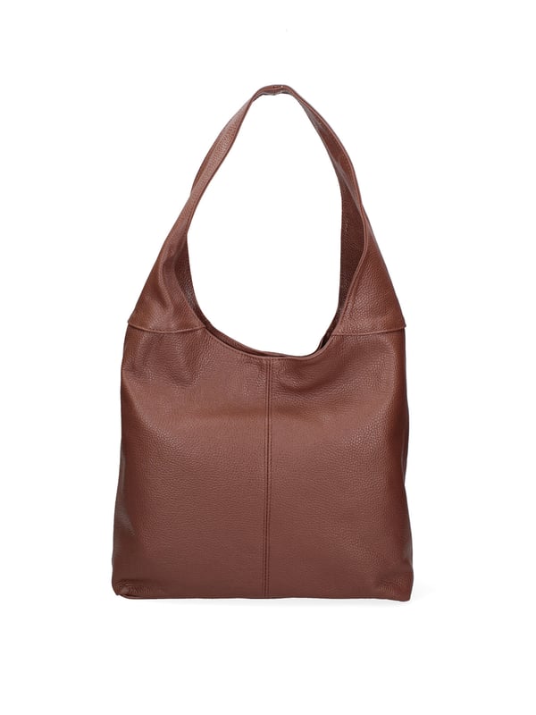 Bolso tipo cartera para mujer. El cierre es con cremallera. Los bolsillos internos son dos con cremallera y dos abiertos. Los bolsillos externos están ausentes. Falta la correa para el hombro. El mango es de piel. Hay dos compartimentos internos. El material exterior es piel auténtica tipo dólar. Internamente está forrado en tejido 70% algodón - 30% poliéster. Medidas: 39x55x13 cm. Hecho en Italia