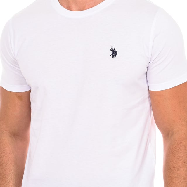 Short sleeve t-shirt U.S. POLO ASSN.
 Round neckline with ribbed finish.
 Brand logo embroidered on the upper front side.
 Seams seen in tone.
 Composition: 100% cotton
 Care:
Wash at maximum temperature 30º.
 Iron at low temperature.
 Do not use bleach.
 Do not use dryer.
 Do not dry clean.