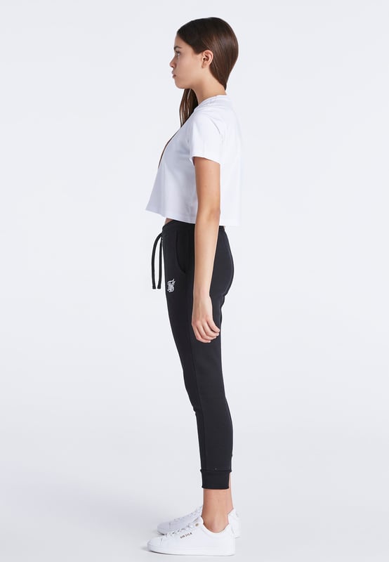 inchGirls White Essentials Cropped TShirtBlack 3D embroidered logoSet in sleevesCropped lengthSoft touch fabricMachine wash100% Cotton inch