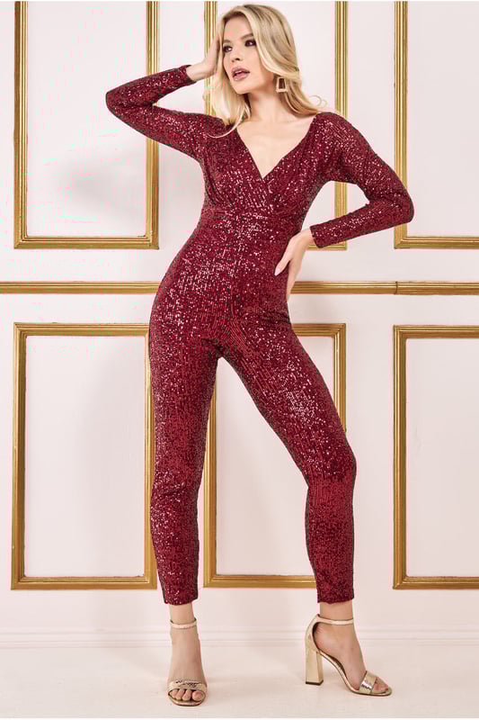 Goddiva sequin jumpsuit hotsell