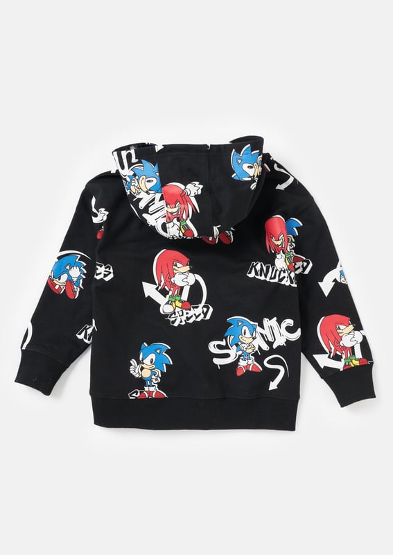 A hedgehog becomes a hero. Level up in our new Sonic hoody in super soft cotton jersey with next level graphics. Lets roll! About me: 63% Cotton. 37% Polyester Angel and Rocket cares: I'm made from Sustainable Cotton Look After Me: Think Planet. Wash At 30C.