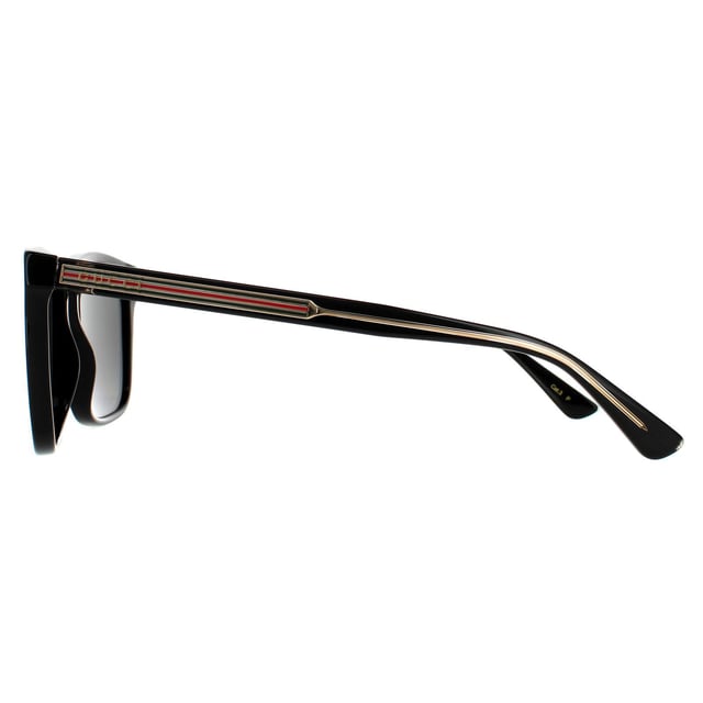 Gucci Rectangle Mens Black Grey Polarized Sunglasses