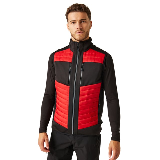 90% Polyester, 10% Elastane. Fabric: Extol Stretch, Knitted. Design: Contrast Colour, Reflective Detail. 37gsm. Fabric Technology: Insulating, Showerproof, Thermal, Warmloft, Water Repellent. Access For Decoration, Bound Armholes, Chin Guard, Cut Out Label, Elasticated Arm Holes, Inner Zip Guard, Panelled. Neckline: Bound, Elasticated, Funnel Neck. Sleeve-Type: Sleeveless. Pockets: 2 Chest Pockets, 2 Front Pockets, Zip. Fastening: Full Length, Zip. Hem: Bound, Elasticated. Sustainability: Ethical Trading Initiative, GRS Certified, Made from Recycled Materials, REACH, Sustainable Materials. XS: 36 in. S: 38 in. M: 40 in. L: 42 in. XL: 44 in. XXL: 48 in. 3XL: 51 in.