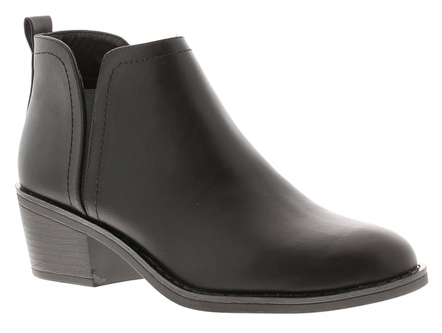 Botas york Rocket Dog negras para mujer, confeccionadas en sintético y suela sintética. Características: altura del tacón 5 cm, plantilla acolchada, lengüeta en el talón, refuerzo elástico y tacón cuadrado.