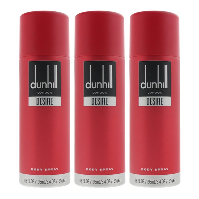 Dunhill Desire Red is a body spray for men which was launched in 2000. It has Top notes of Apple Bergamot Lime and Neroli.  Middle notes including Patchouli Rose and Teak. With Base Notes of Labdanum Musk and Vanilla.